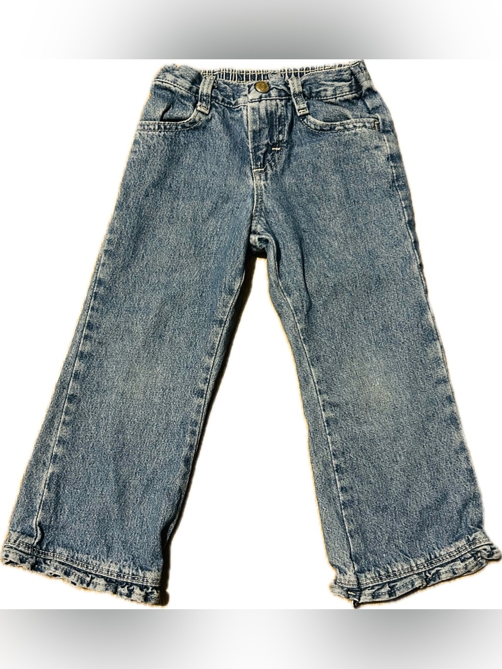 Vintage 1990’s Girls 4T Medium Wash Ruffled Hem Jeans